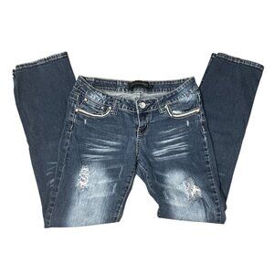 Twentyone Black By‎ Rue21 Distressed Jeans Embellished Size 5/6S Stretchy Casual